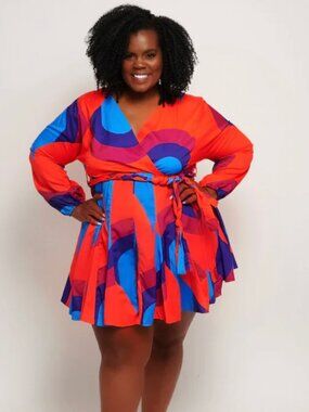 NWT! L'ATISTE Multicolor Swirl Pattern "Flow With Me" Mini Dress - Size 1X